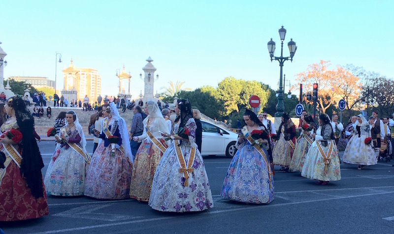 Falleras Ofrendra parade Valencia Fallas