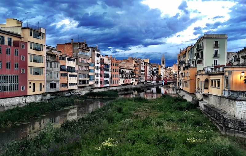 Onyar river Girona Gerona Spain