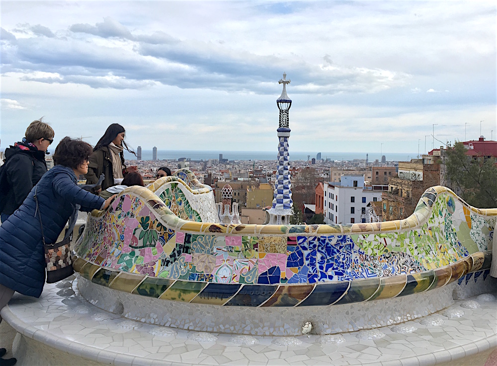 Parc Guell Terrace Mosaics Barcelona Spain