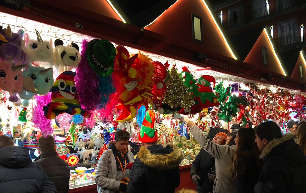 Christmas hats Plaza Mayor market