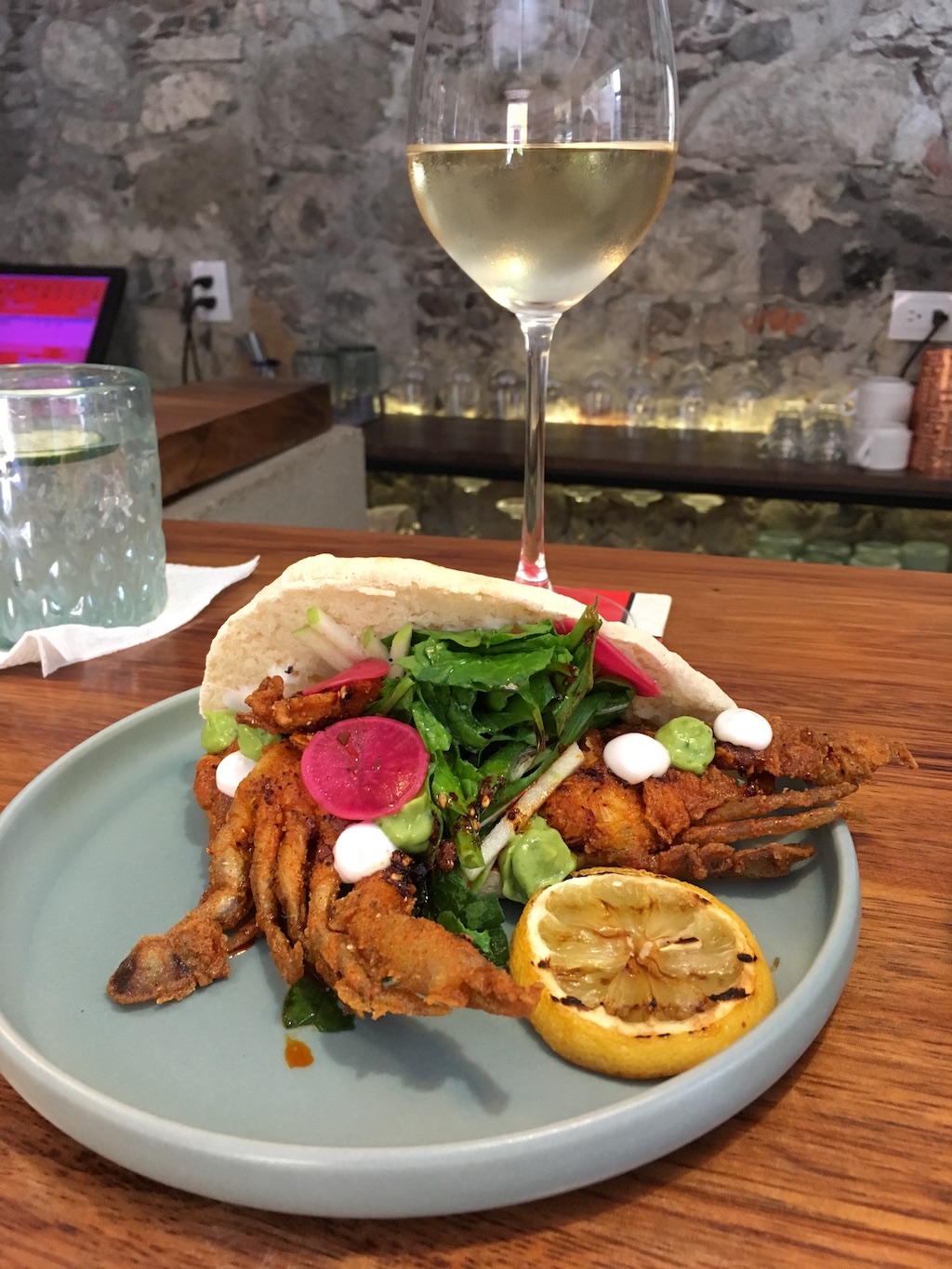 soft shell crab wrap tostevere san miguel allende